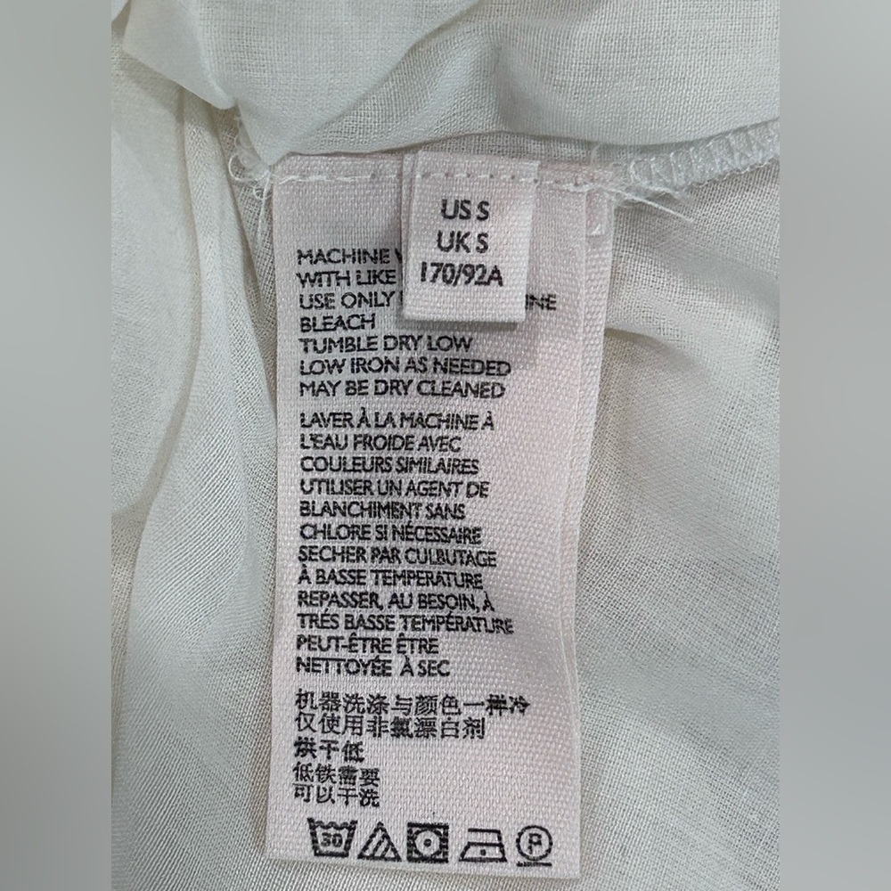 We The Free    Oversized Top Blouse
White Gauze Sheer Tie Neck Blue - Picture 10 of 11